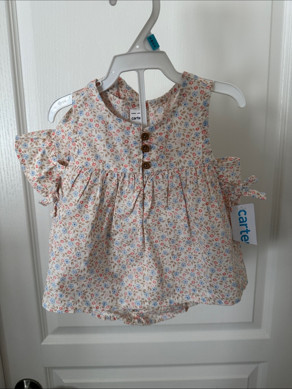 Carter's Cream Baby Dress with Pink & Blue Floral Print